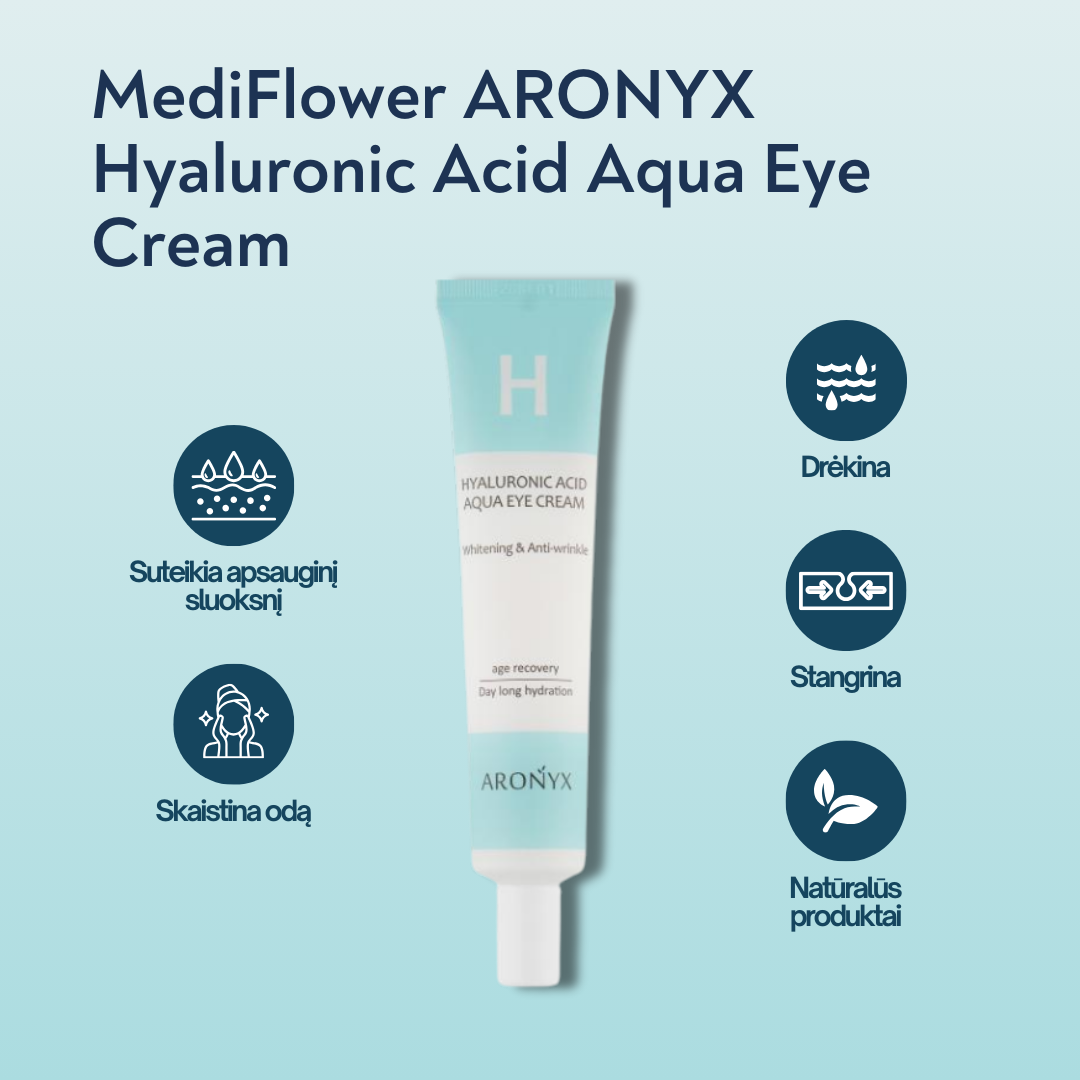 MediFlower ARONYX Hyaluronic Acid Aqua Eye Cream paakių kremas