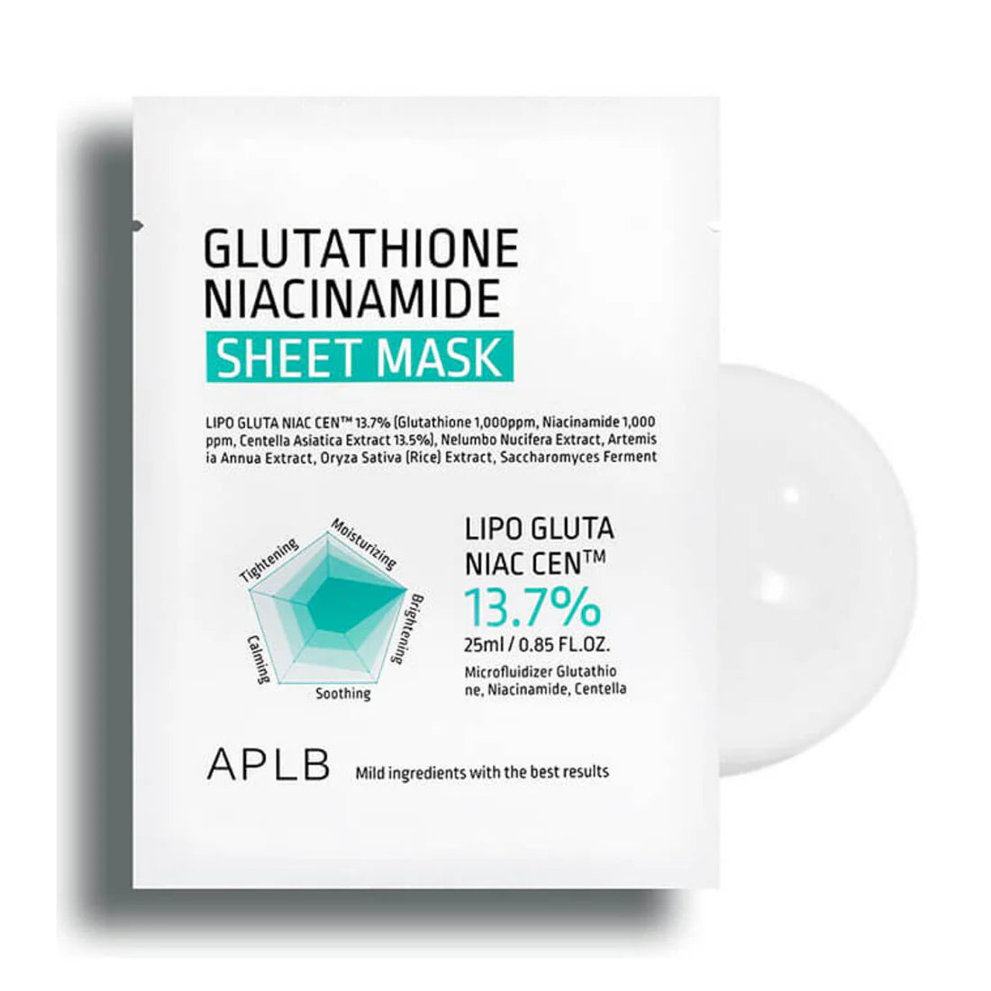 APLB Glutathione Niacinamide Sheet Mask lakštinė veido kaukė